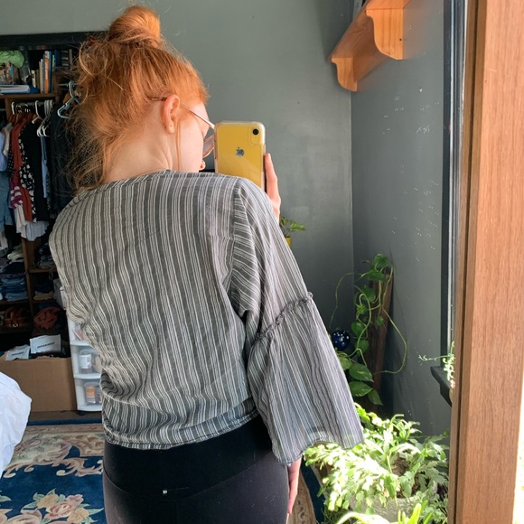 Anthropologie Lavender Field V Neck Striped Shirt - Picture 4 of 8